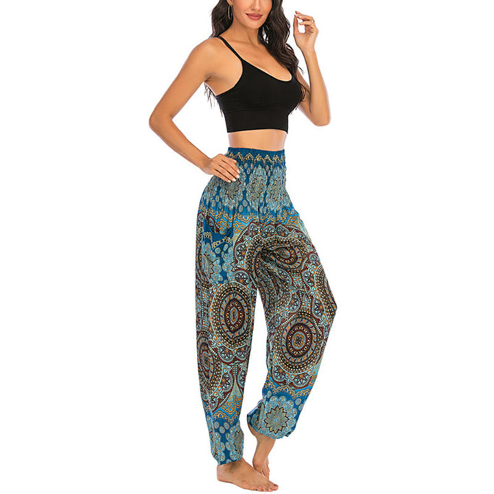 Buddha Stones Boho Loose Round Geometric Pattern Harem Trousers Women's Yoga Pants - image 72