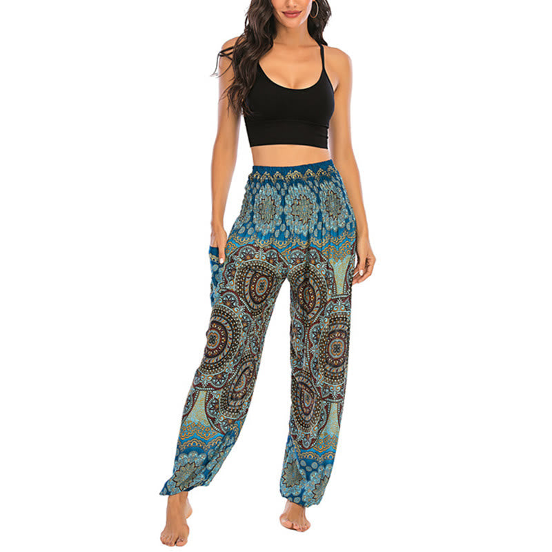 Buddha Stones Boho Loose Round Geometric Pattern Harem Trousers Women's Yoga Pants - image 65