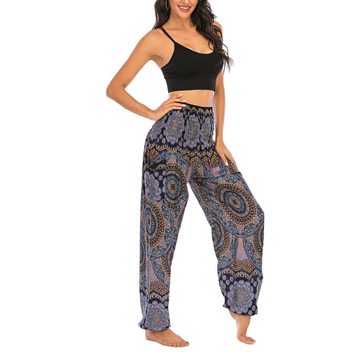 Buddha Stones Boho Loose Round Geometric Pattern Harem Trousers Women's Yoga Pants - image 49