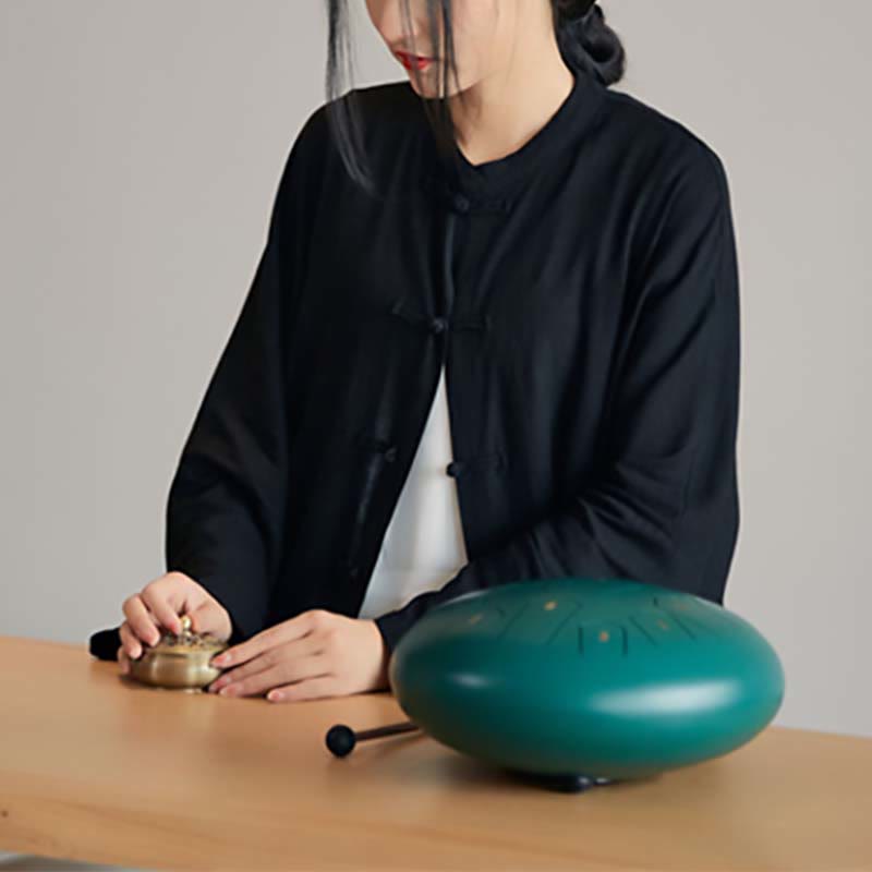Buddha Stones Plain Frog-Button Design Shirt Zen Tai Chi Meditation Top Clothing Cotton Linen Jacket - image 22