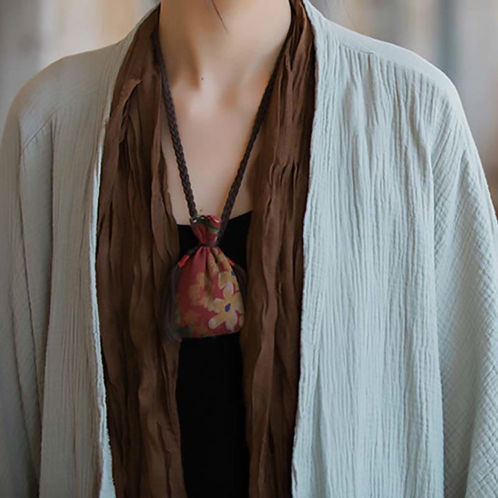 Buddha Stones Plain Design Long Sleeve Coat Zen Meditation Open Front Top Cotton Jacket - image 5