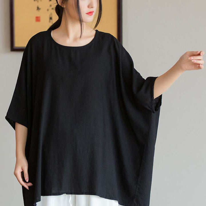 Buddha Stones Solid Color Three Quarter Sleeve Top Loose Tee T-Shirt - image 25