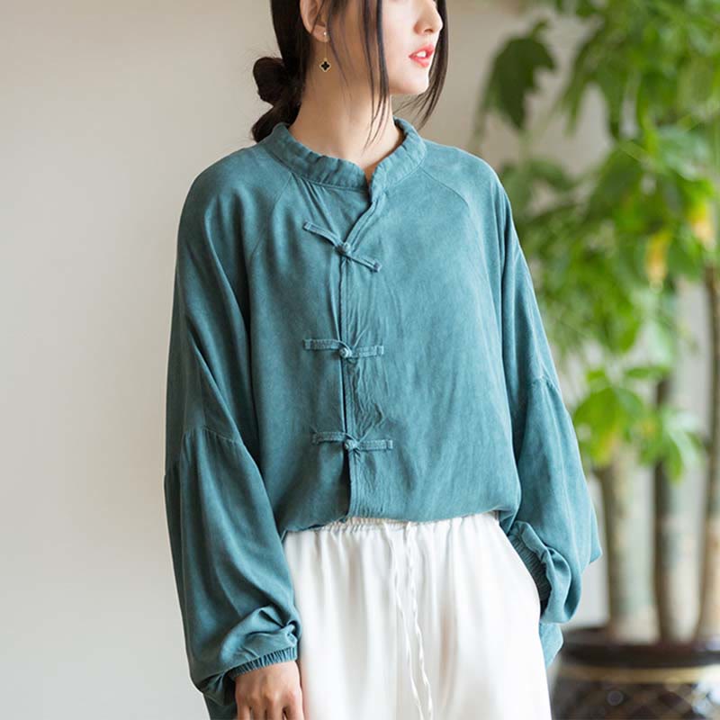 Buddha Stones Frog-Button Long Sleeve Shirt Zen Tai Chi Meditation Top Hanfu Clothing Jacket - image 5