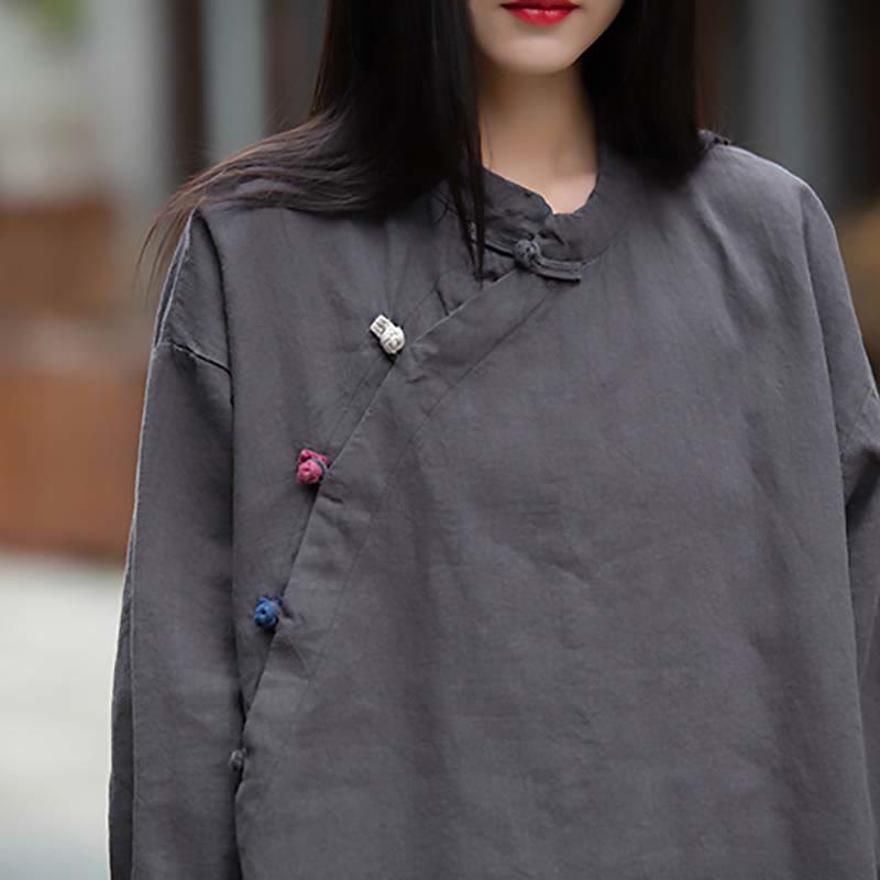 Buddha Stones Ramie Linen Blouse Women Shirt Top Chinese Hanfu Style Clothing - image 6