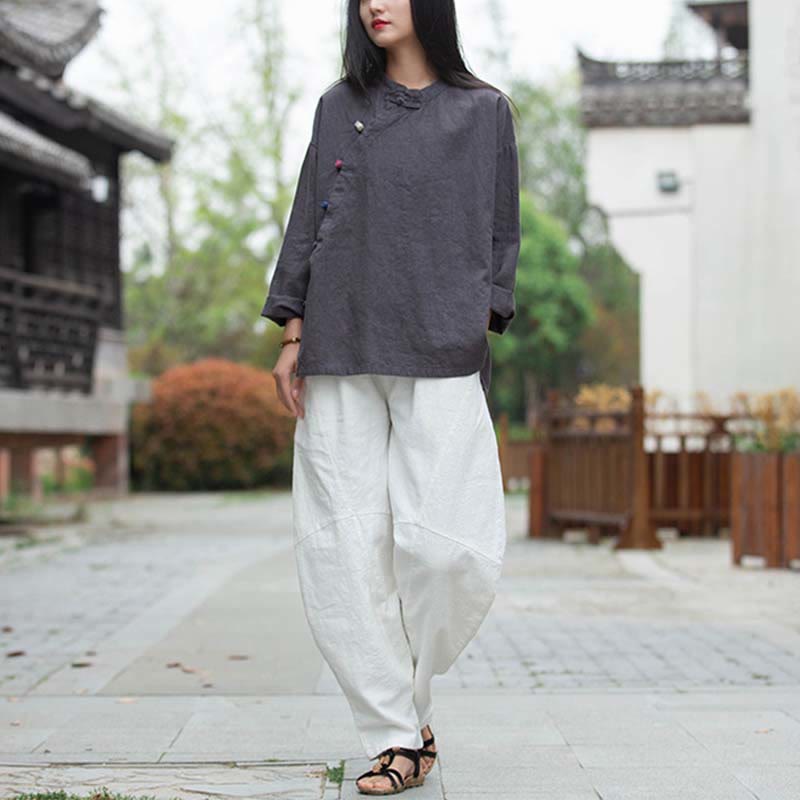Buddha Stones Ramie Linen Blouse Women Shirt Top Chinese Hanfu Style Clothing - image 8
