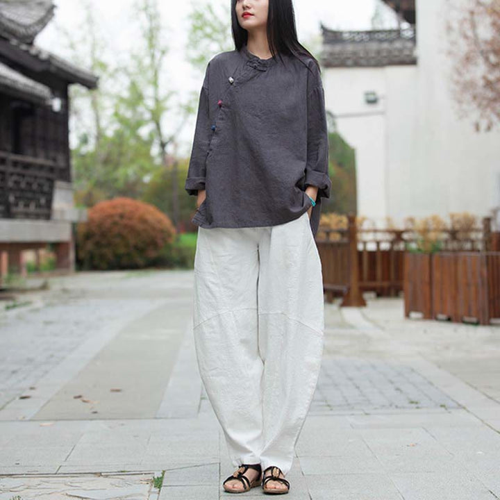 Buddha Stones Ramie Linen Blouse Women Shirt Top Chinese Hanfu Style Clothing - image 9