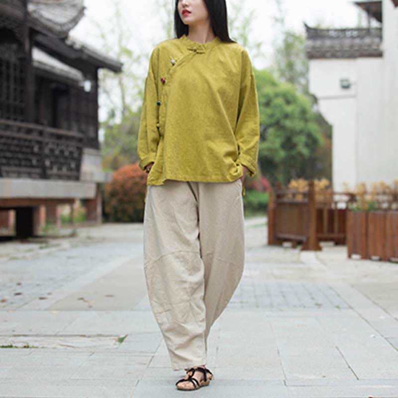 Buddha Stones Ramie Linen Blouse Women Shirt Top Chinese Hanfu Style Clothing - image 30
