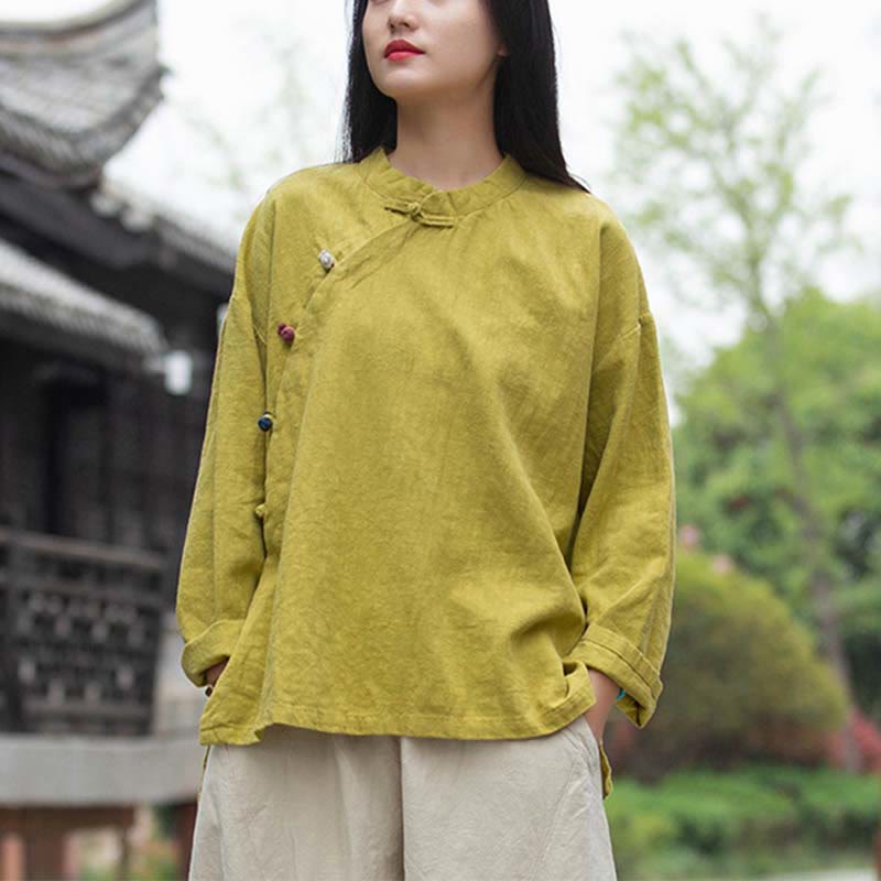 Buddha Stones Ramie Linen Blouse Women Shirt Top Chinese Hanfu Style Clothing - image 27