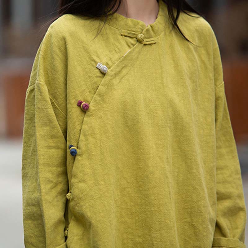 Buddha Stones Ramie Linen Blouse Women Shirt Top Chinese Hanfu Style Clothing - image 29
