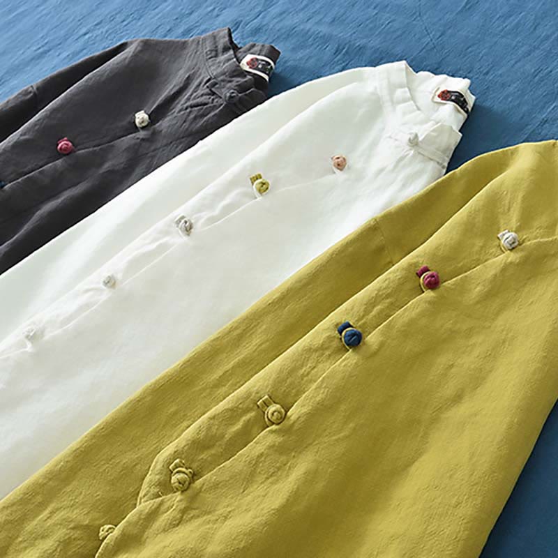 Buddha Stones Ramie Linen Blouse Women Shirt Top Chinese Hanfu Style Clothing - image 35