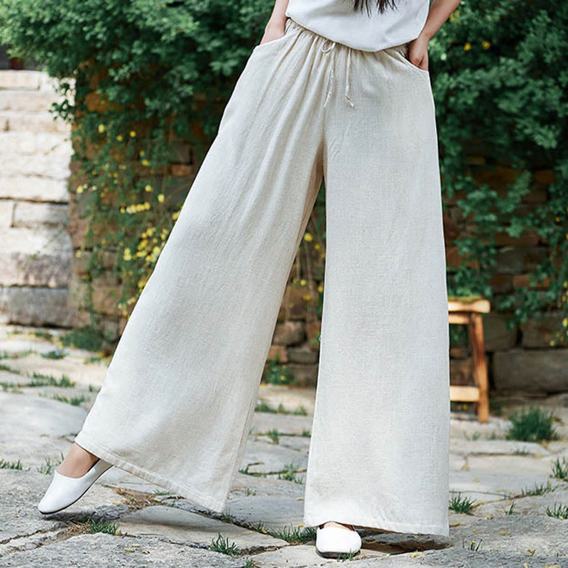 Buddha Stones Plain Wide Leg Pants Dance Women's Yoga Pants With Pockets - image 3