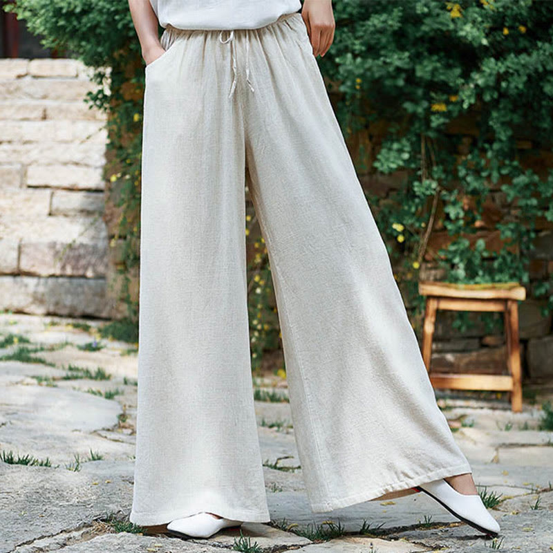 Buddha Stones Plain Wide Leg Pants Dance Women's Yoga Pants With Pockets - image 1