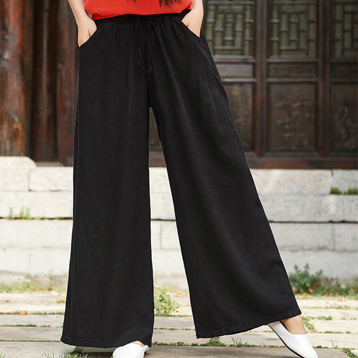 Buddha Stones Plain Wide Leg Pants Dance Women's Yoga Pants With Pockets - image 22