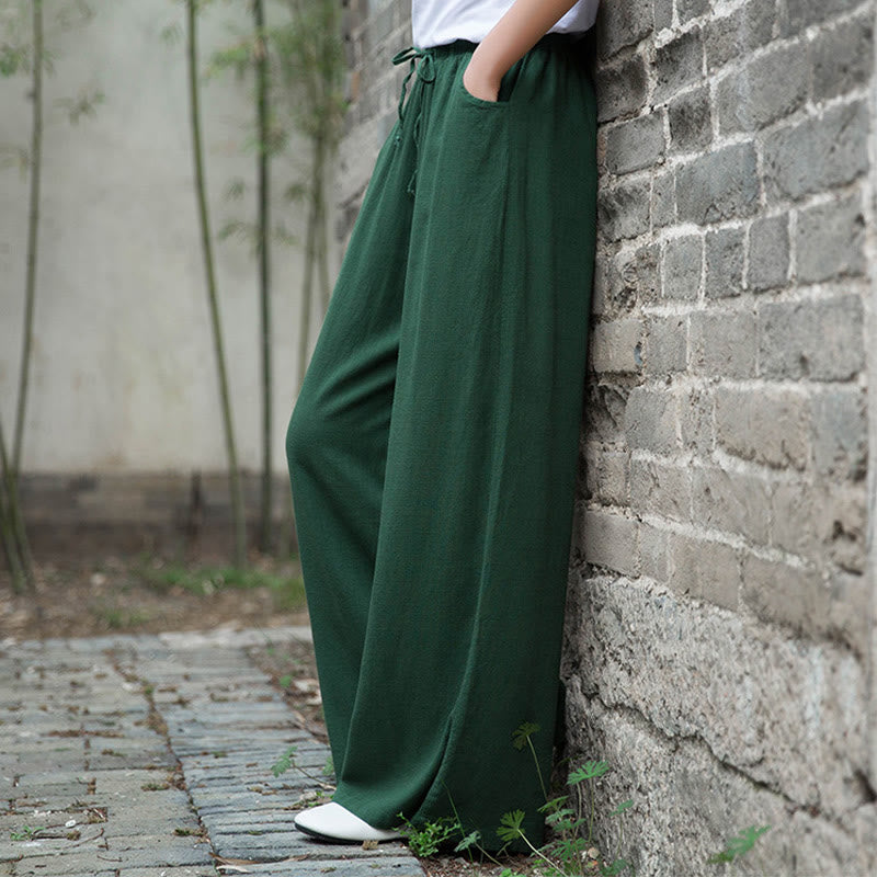 Buddha Stones Plain Wide Leg Pants Dance Women's Yoga Pants With Pockets - image 56