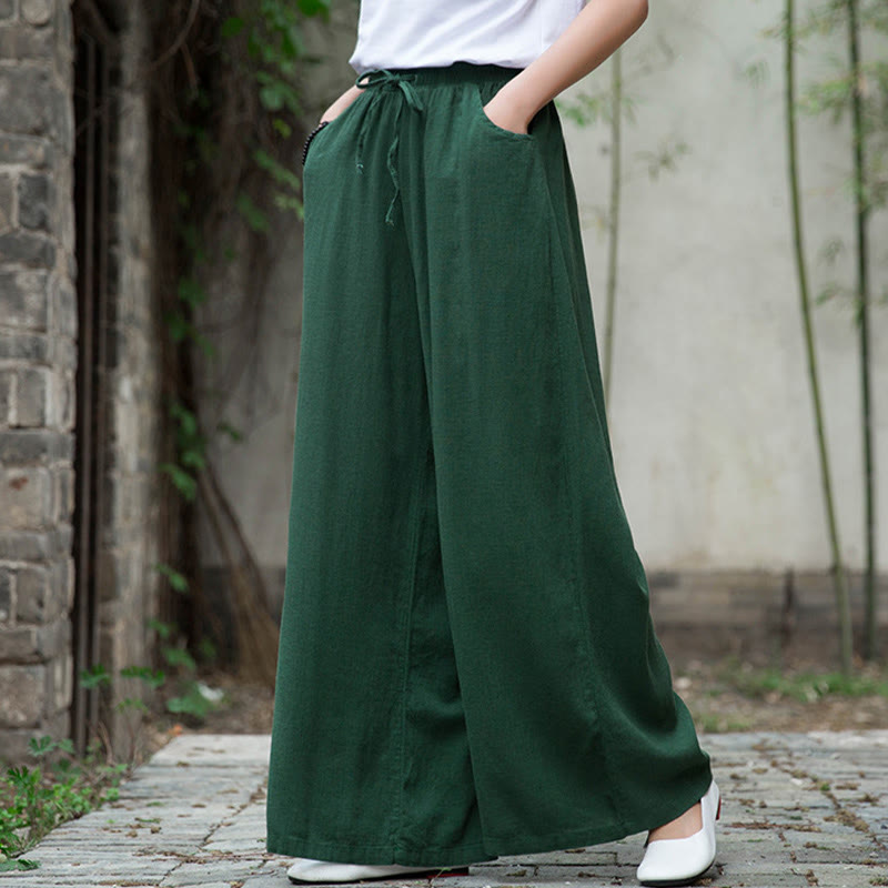 Buddha Stones Plain Wide Leg Pants Dance Women's Yoga Pants With Pockets - image 50