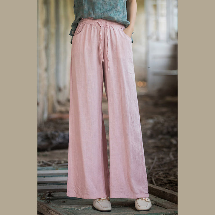 Buddha Stones Plain Wide Leg Pants Dance Women's Yoga Pants With Pockets