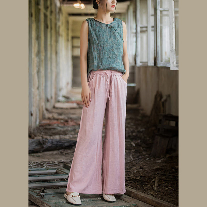 Buddha Stones Plain Wide Leg Pants Dance Women's Yoga Pants With Pockets - image 65