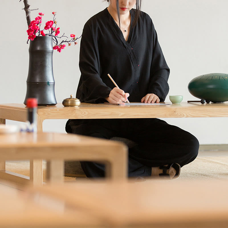 Buddha Stones V-Neck Blouse Women Shirt Long Sleeve Top Chinese Hanfu Style Clothing - image 19