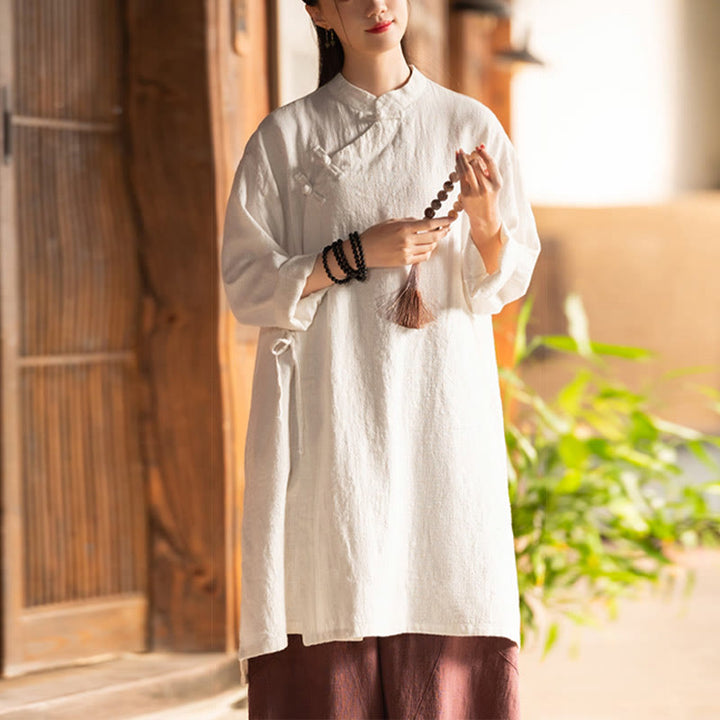 Buddha Stones Vintage Cotton Linen Blouse Women Long Sleeve Shirt Chinese Hanfu Top - image 6