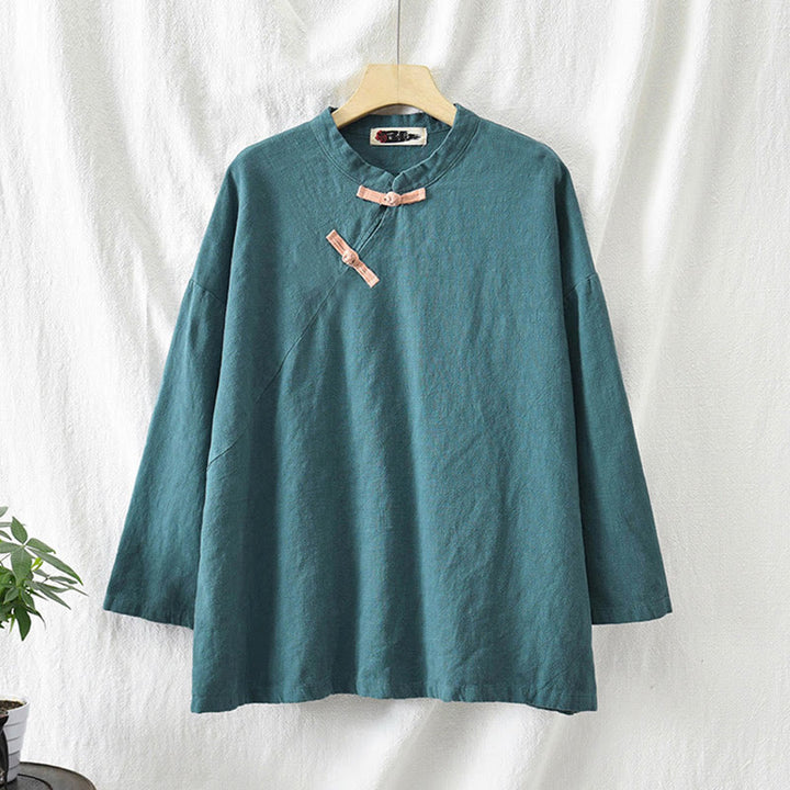 Buddha Stones Ramie Linen Loose Blouse Women Long Sleeve Shirt Chinese Hanfu Top - image 26