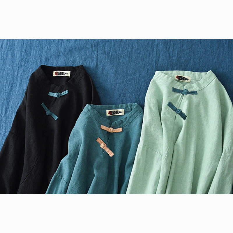 Buddha Stones Ramie Linen Loose Blouse Women Long Sleeve Shirt Chinese Hanfu Top - image 28