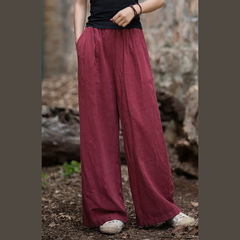 Buddha Stones Retro Wide Leg Pants Casual Women's Yoga Pants With Pockets - image 15