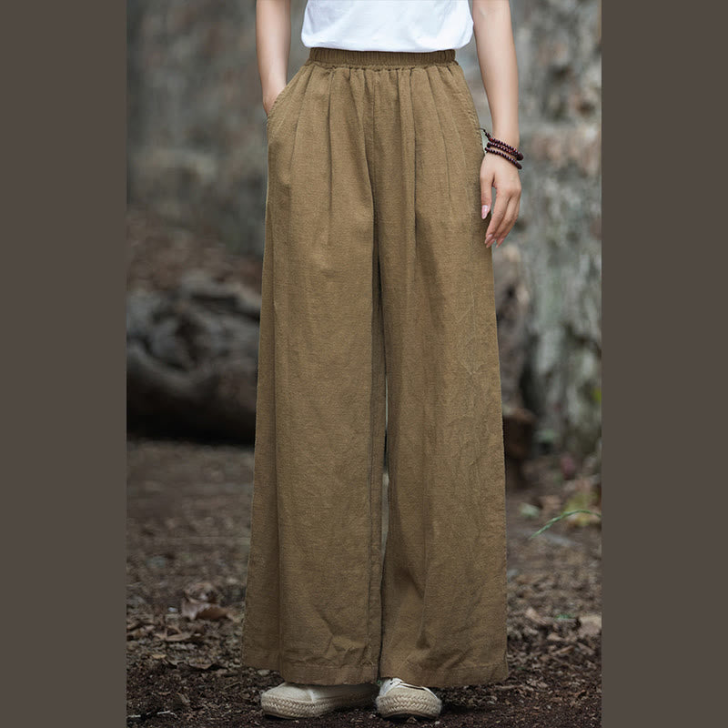 Buddha Stones Retro Wide Leg Pants Casual Women's Yoga Pants With Pockets - image 30