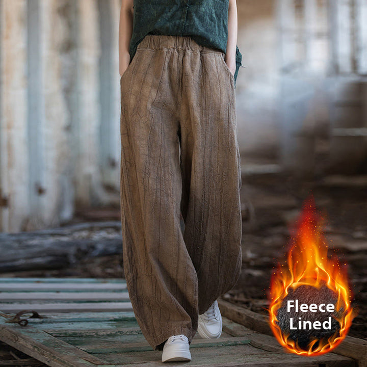 Buddha Stones Retro Tie Dye Harem Pants Casual Women's Yoga Pants With Pockets - Brown(Fleece Lined Version) - US6，UK/AU10，EU38 (L)  - image 59