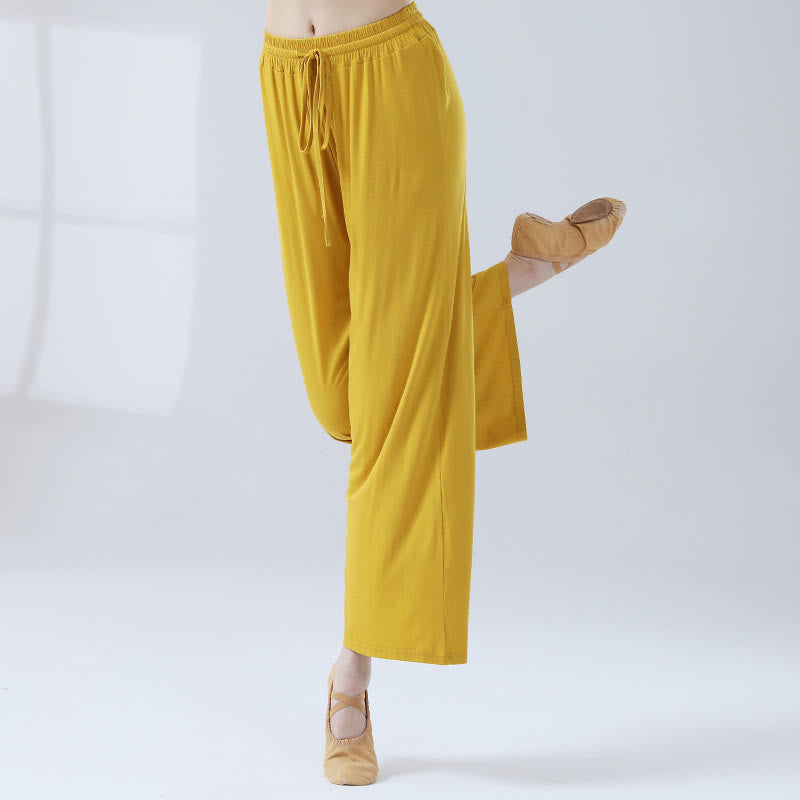 Buddha Stones Loose Modal Drawstring Wide Leg Pants For Yoga Dance - Yellow - US12，UK/AU16，EU44 (3XL) - image 13