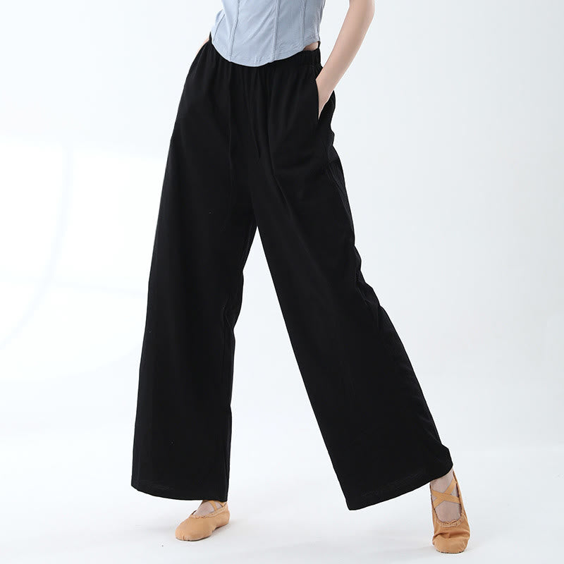 Buddha Stones Loose Cotton Drawstring Wide Leg Pants For Yoga Dance With Pockets - Black - US6，UK/AU10，EU38 (XL) - image 5