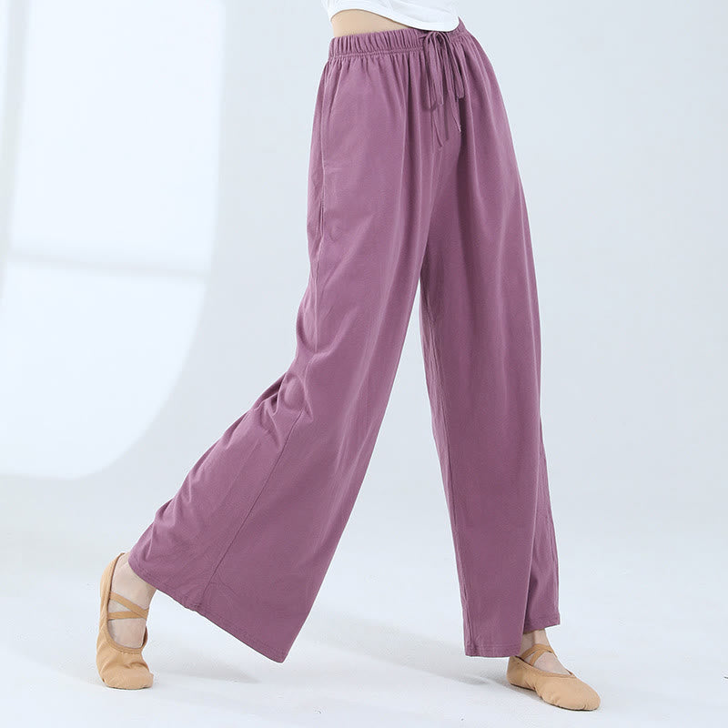 Buddha Stones Loose Cotton Drawstring Wide Leg Pants For Yoga Dance With Pockets - Purple - US6，UK/AU10，EU38 (XL) - image 28