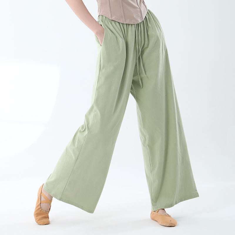Buddha Stones Loose Cotton Drawstring Wide Leg Pants For Yoga Dance With Pockets - image 15
