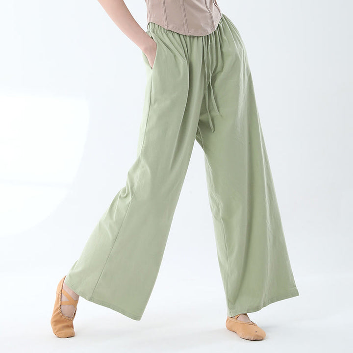 Buddha Stones Loose Cotton Drawstring Wide Leg Pants For Yoga Dance With Pockets - image 15