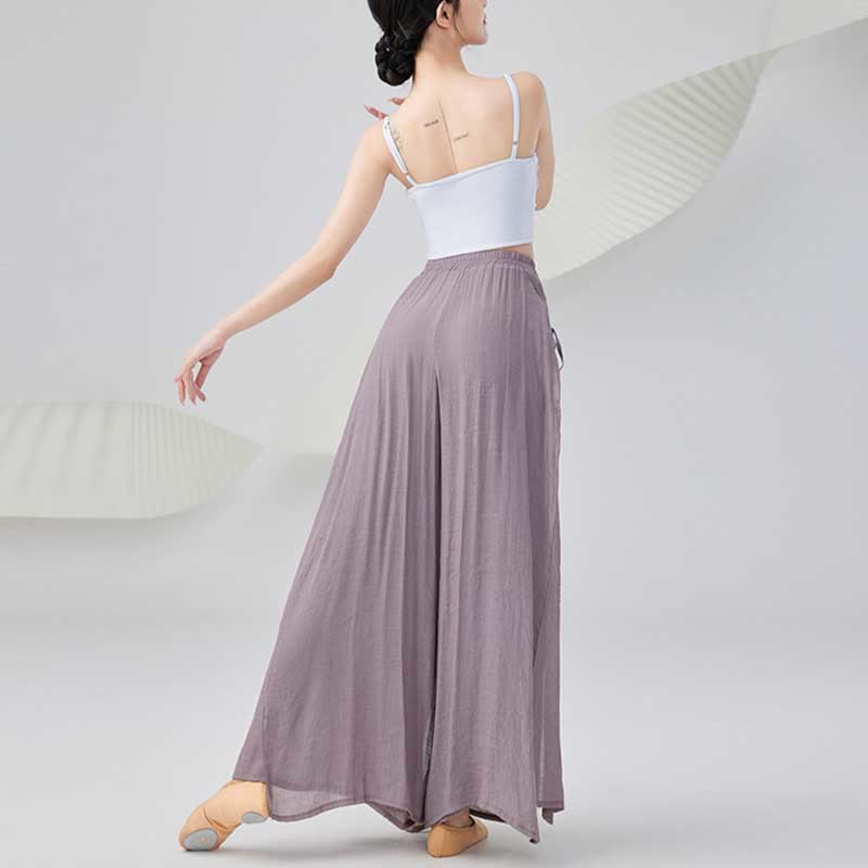 Buddha Stones Solid Color Loose Cotton Linen Wide Leg Pants For Yoga Classical Dance - image 3
