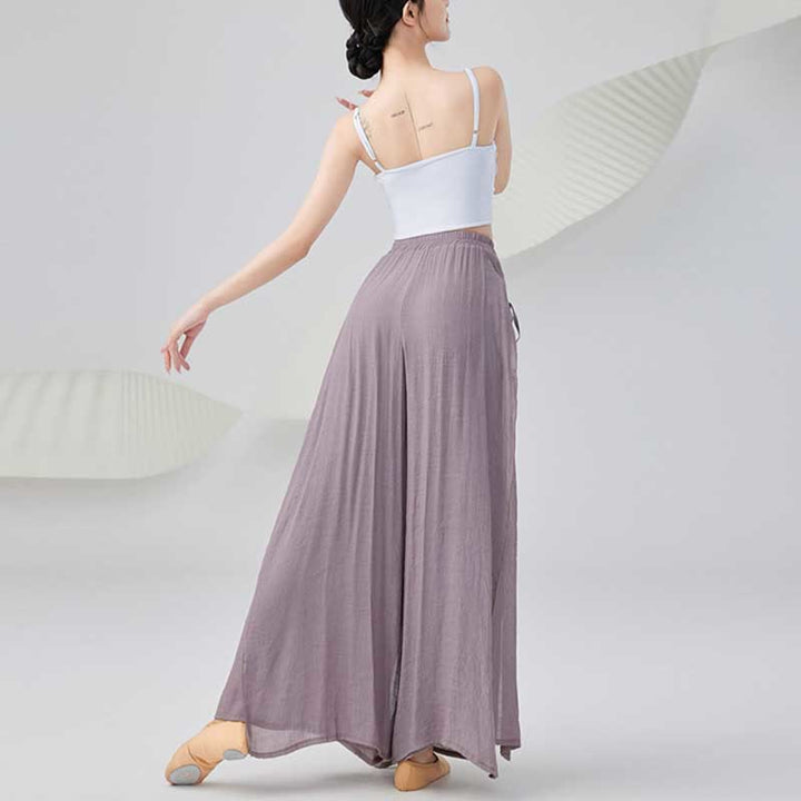 Buddha Stones Solid Color Loose Cotton Linen Wide Leg Pants For Yoga Classical Dance - image 3