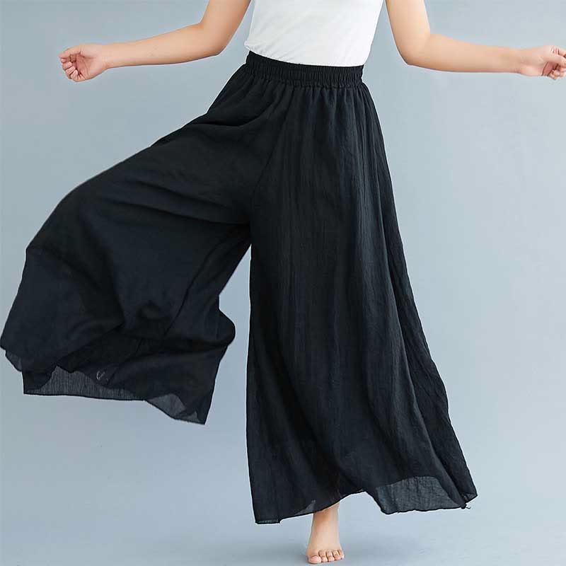 Buddha Stones Women Casual Loose Cotton Linen Wide Leg Pants For Yoga Dance