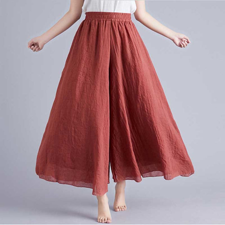 Buddha Stones Women Casual Loose Cotton Linen Wide Leg Pants For Yoga Dance - Red - US2，UK/AU6，EU34 (M) - image 49