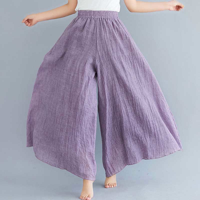 Buddha Stones Women Casual Loose Cotton Linen Wide Leg Pants For Yoga Dance - Dark Purple - US2，UK/AU6，EU34 (M) - image 21