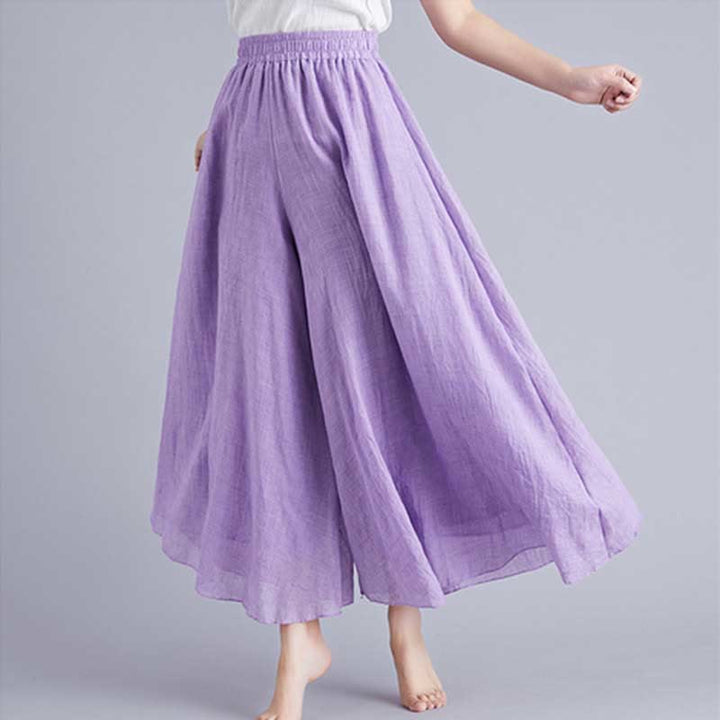 Buddha Stones Women Casual Loose Cotton Linen Wide Leg Pants For Yoga Dance