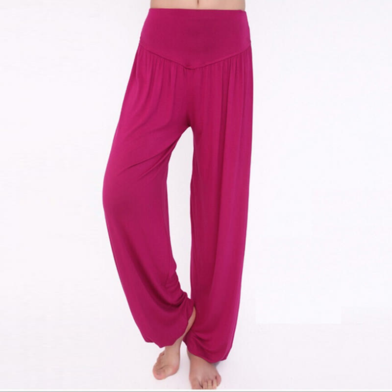 Buddha Stones Solid Color Modal Yoga Dance Long Harem Pants