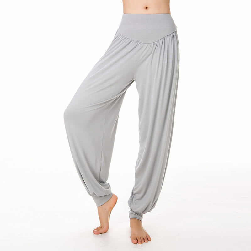 Buddha Stones Solid Color Modal Yoga Dance Long Harem Pants