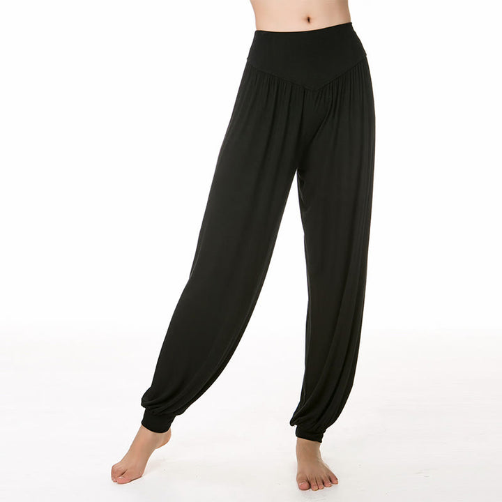 Buddha Stones Solid Color Modal Yoga Dance Long Harem Pants - Black - US14，UK/AU18，EU46 (3XL) - image 22