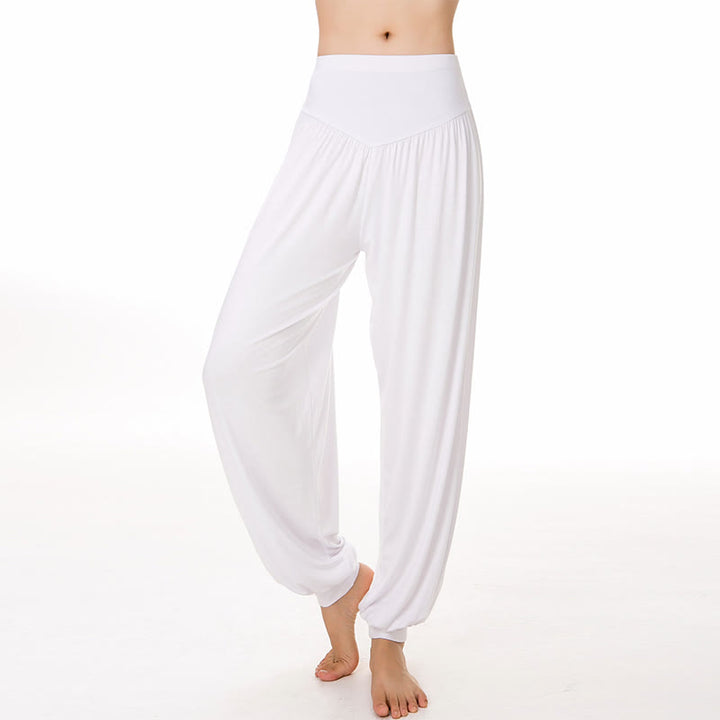 Buddha Stones Solid Color Yoga Dance Long Harem Pants - White - US14，UK/AU18，EU46 (3XL) - image 45