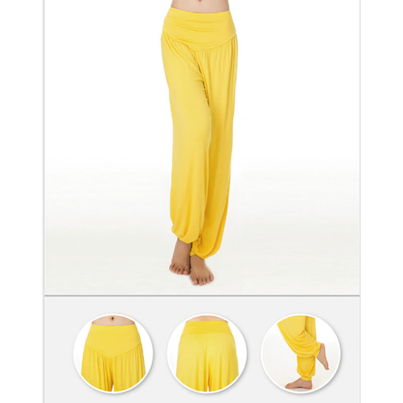 Buddha Stones Solid Color Yoga Dance Long Harem Pants - image 50