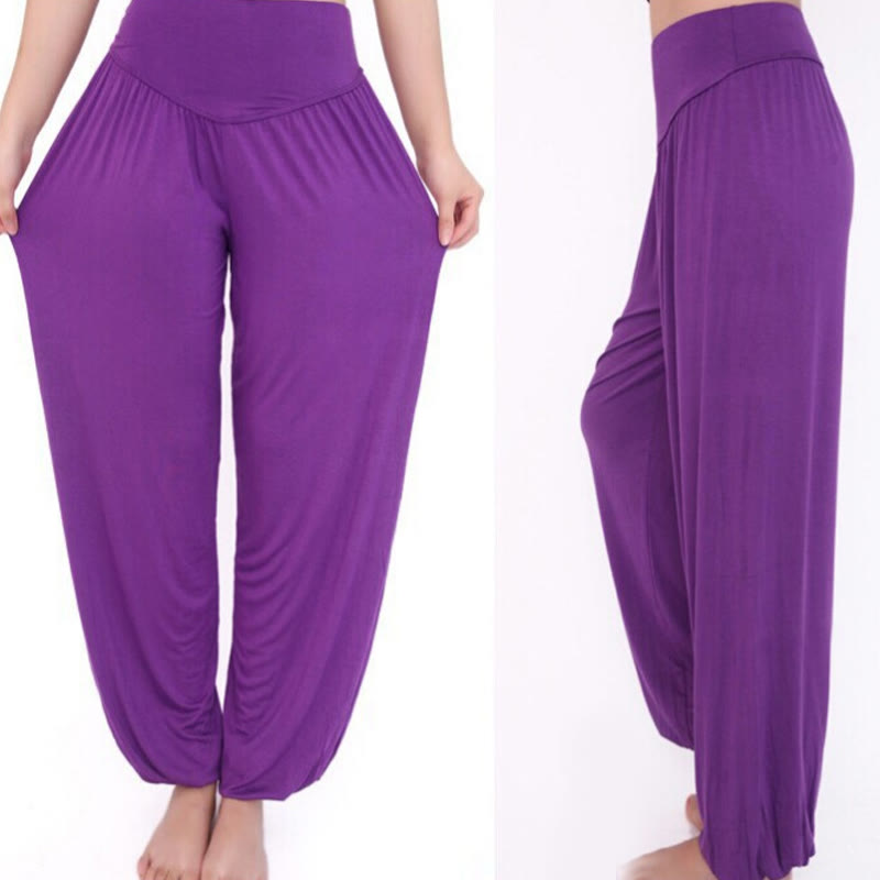 Buddha Stones Solid Color Yoga Dance Long Harem Pants - image 3