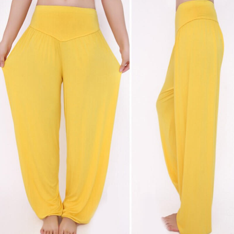 Buddha Stones Solid Color Yoga Dance Long Harem Pants - image 49