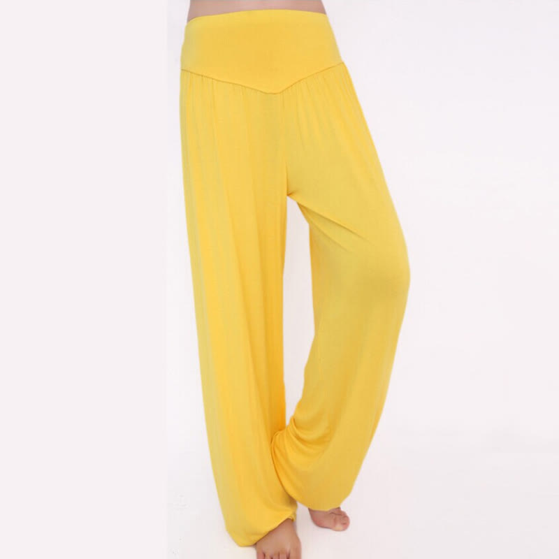 Buddha Stones Solid Color Modal Yoga Dance Long Harem Pants