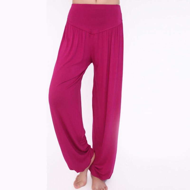 Buddha Stones Solid Color Modal Yoga Dance Long Harem Pants