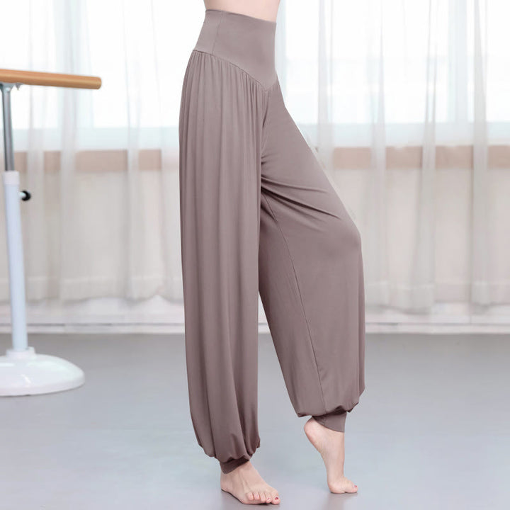 Buddha Stones Plain Color Loose Modal Yoga Dance Harem Pants - Brown - US14，UK/AU18，EU46 (3XL) - image 15