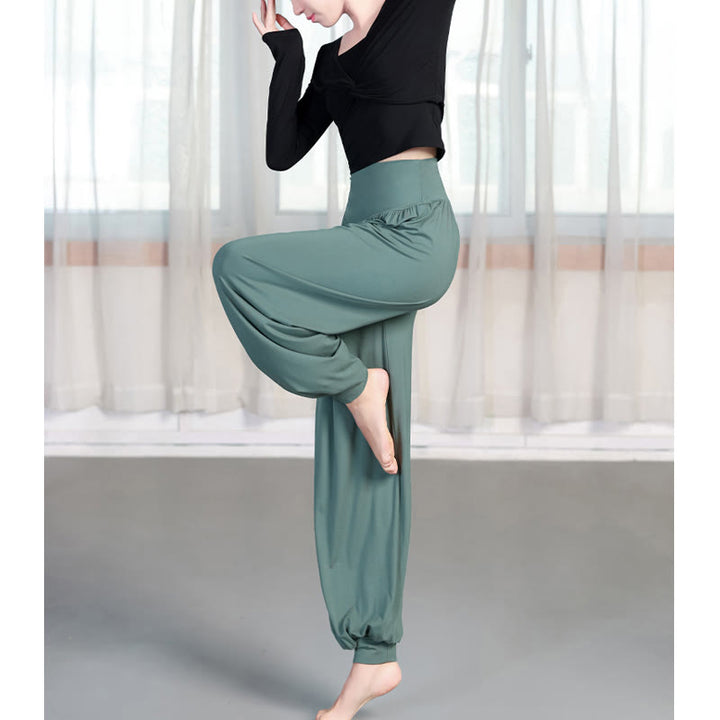 Buddha Stones Plain Color Loose Modal Yoga Dance Harem Pants - image 3